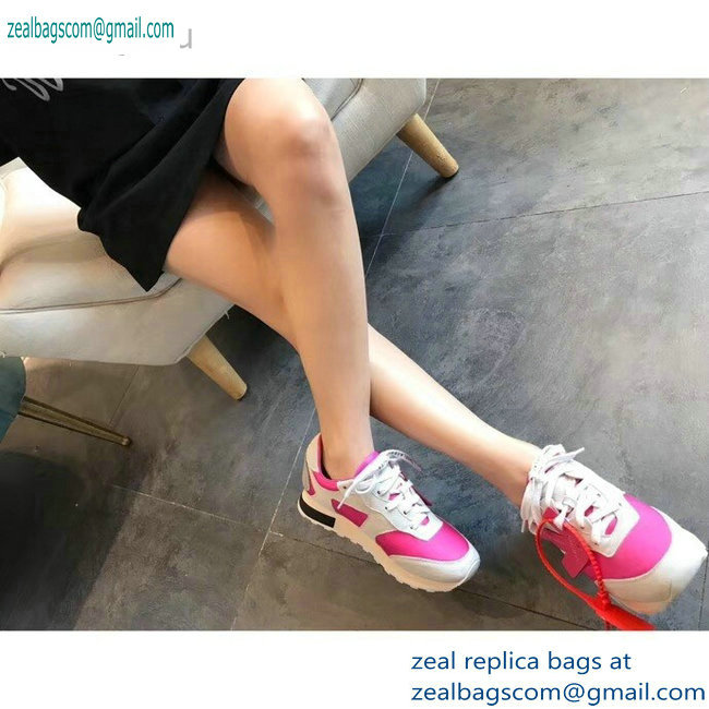 Off-White Hg Runner Low-Top Suede Sneakers Fuchsia 2019 - Click Image to Close