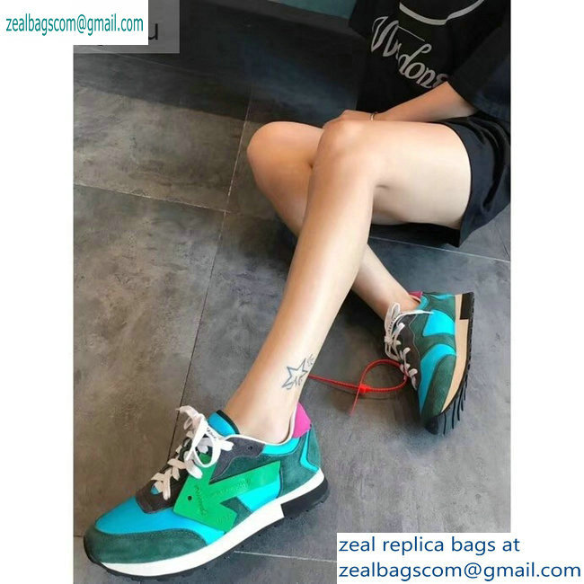 Off-White Hg Runner Low-Top Suede Sneakers Green 2019 - Click Image to Close