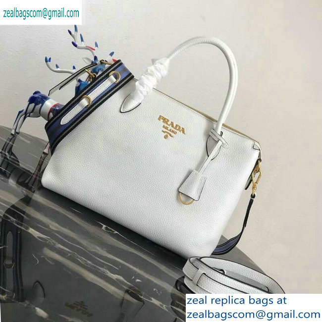 PRADA Calf leather TOTE bag 1BA157 white - Click Image to Close