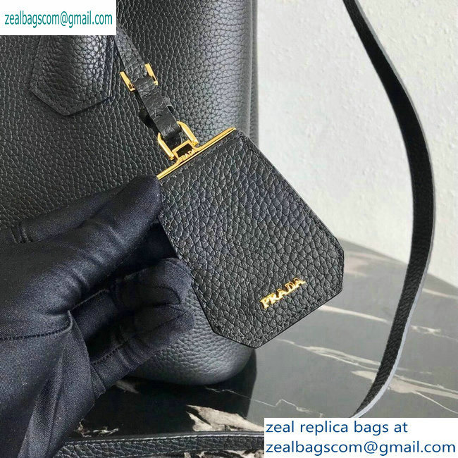 Prada Grained Leather Double Medium Tote Bag 1BG775/1BG008 Black/Khaki