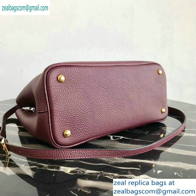 Prada Grained Leather Double Medium Tote Bag 1BG775/1BG008 Burgundy