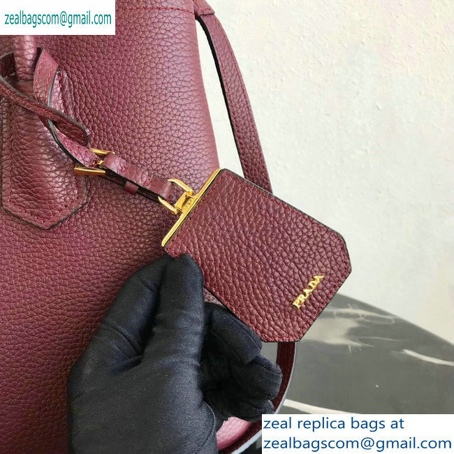 Prada Grained Leather Double Medium Tote Bag 1BG775/1BG008 Burgundy