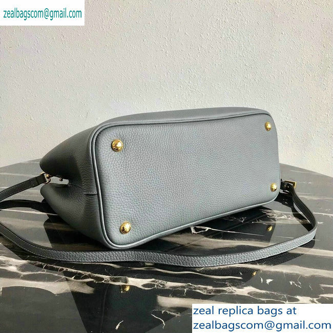 Prada Grained Leather Double Medium Tote Bag 1BG775/1BG008 Gray