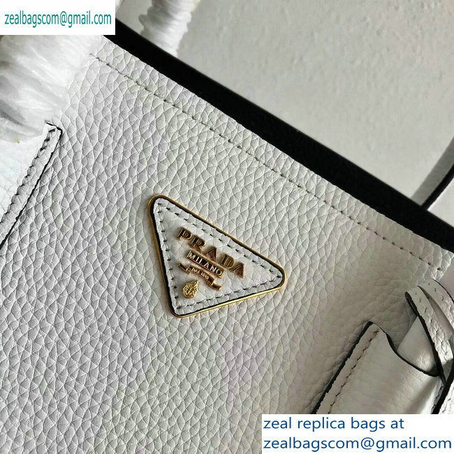 Prada Grained Leather Double Medium Tote Bag 1BG775/1BG008 White