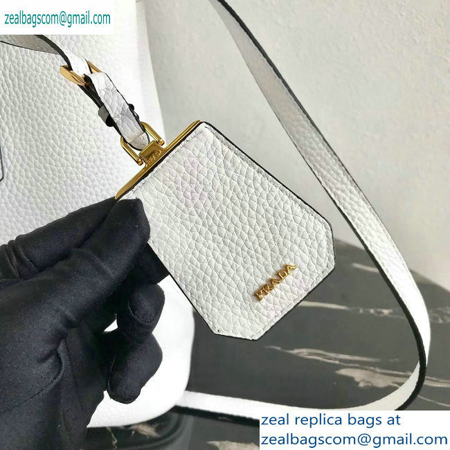 Prada Grained Leather Double Medium Tote Bag 1BG775/1BG008 White