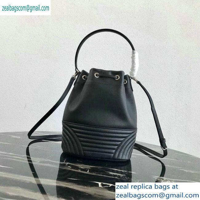 Prada Leather Bucket Bag 1BH038 Black - Click Image to Close