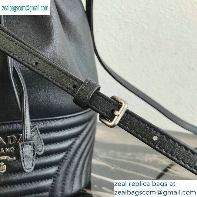 Prada Leather Bucket Bag 1BH038 Black - Click Image to Close