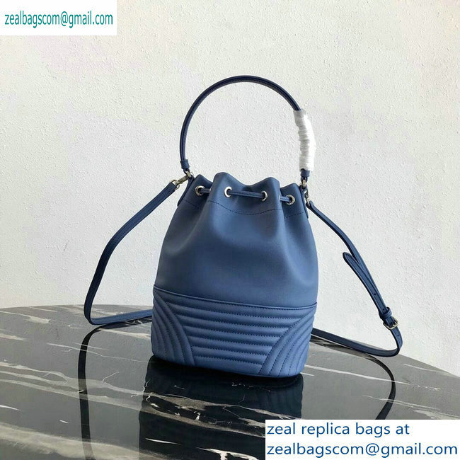 Prada Leather Bucket Bag 1BH038 Blue