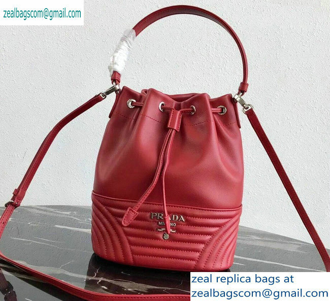 Prada Leather Bucket Bag 1BH038 Red