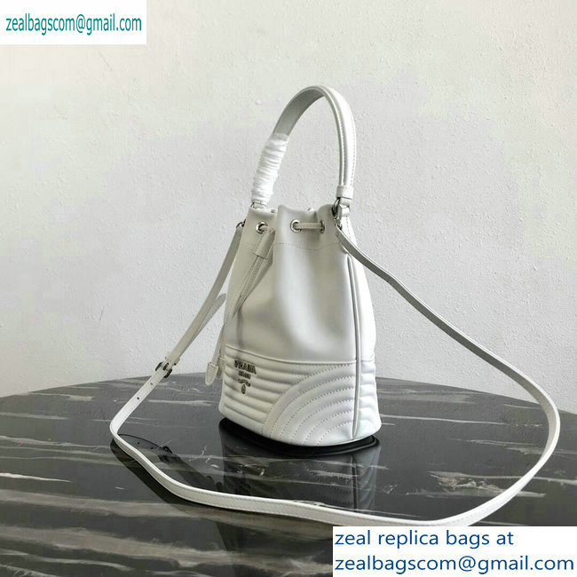 Prada Leather Bucket Bag 1BH038 White