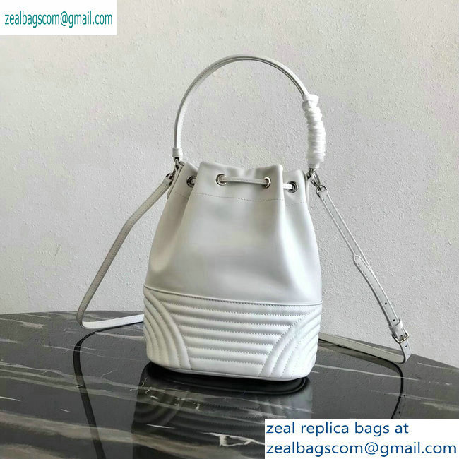 Prada Leather Bucket Bag 1BH038 White