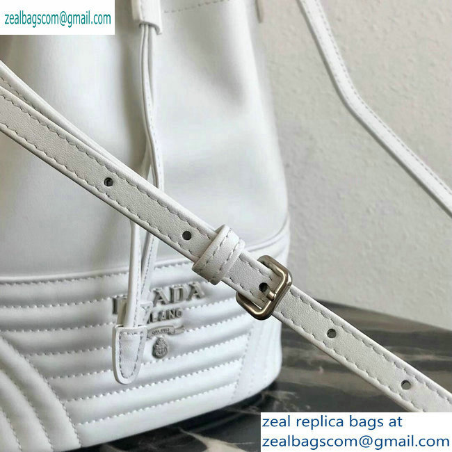 Prada Leather Bucket Bag 1BH038 White