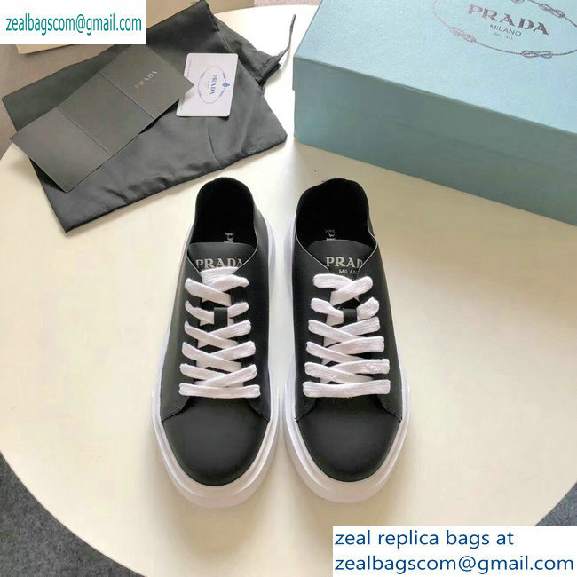 Prada Leather Sneakers Logo Black 2019