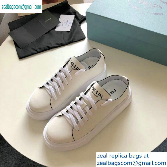 Prada Leather Sneakers Logo White 2019