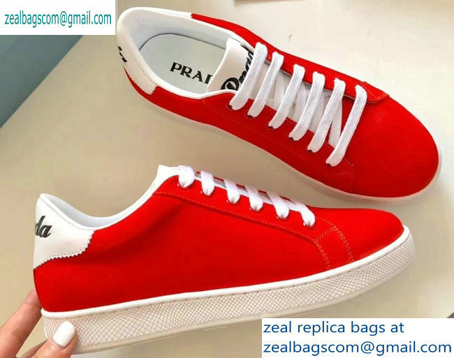 Prada Leather Sneakers Suede Red/Logo 2019