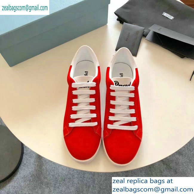 Prada Leather Sneakers Suede Red/Logo 2019