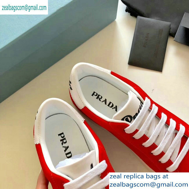 Prada Leather Sneakers Suede Red/Logo 2019
