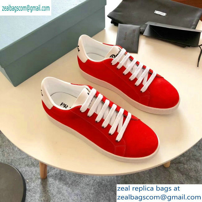 Prada Leather Sneakers Suede Red/Logo 2019
