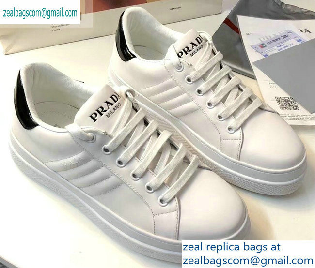 Prada Leather Sneakers White/Black Logo 2019
