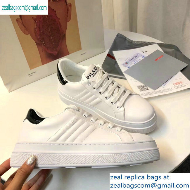 Prada Leather Sneakers White/Black Logo 2019