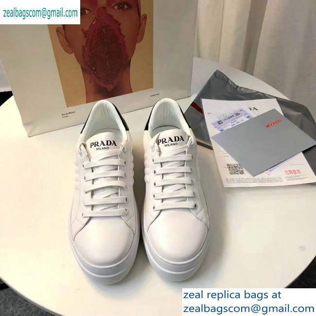 Prada Leather Sneakers White/Black Logo 2019