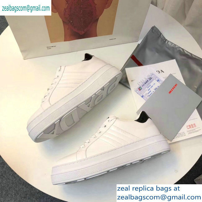 Prada Leather Sneakers White/Black Logo 2019
