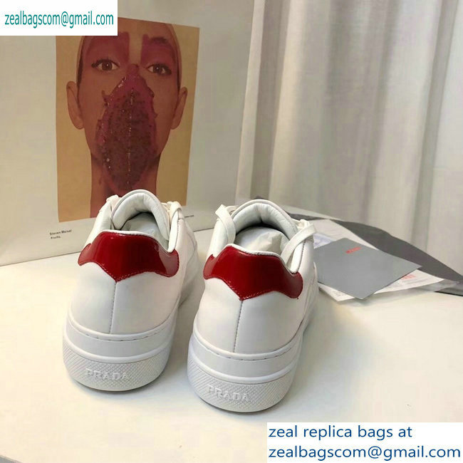 Prada Leather Sneakers White/Red Logo 2019