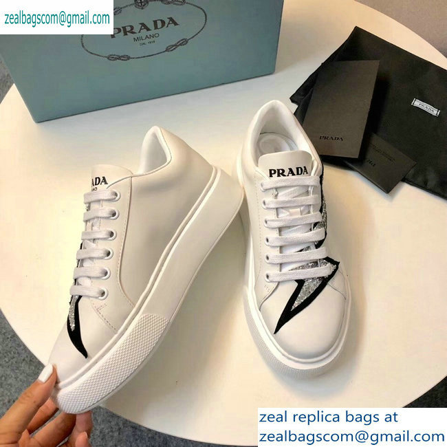 Prada Leather Sneakers White/Silver 2019