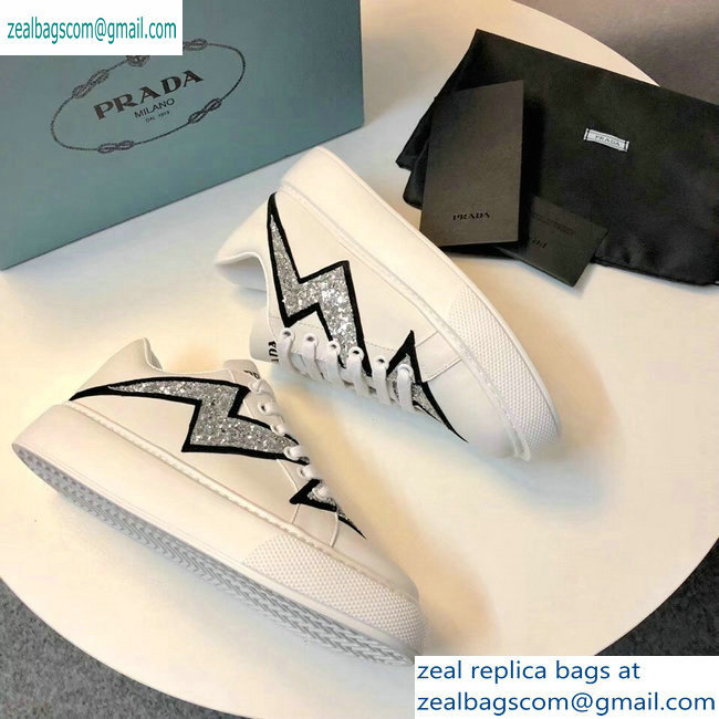 Prada Leather Sneakers White/Silver 2019