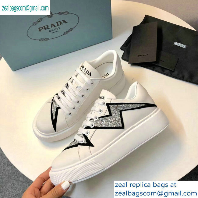 Prada Leather Sneakers White/Silver 2019