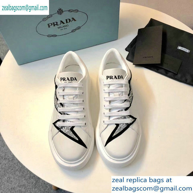 Prada Leather Sneakers White/Silver 2019