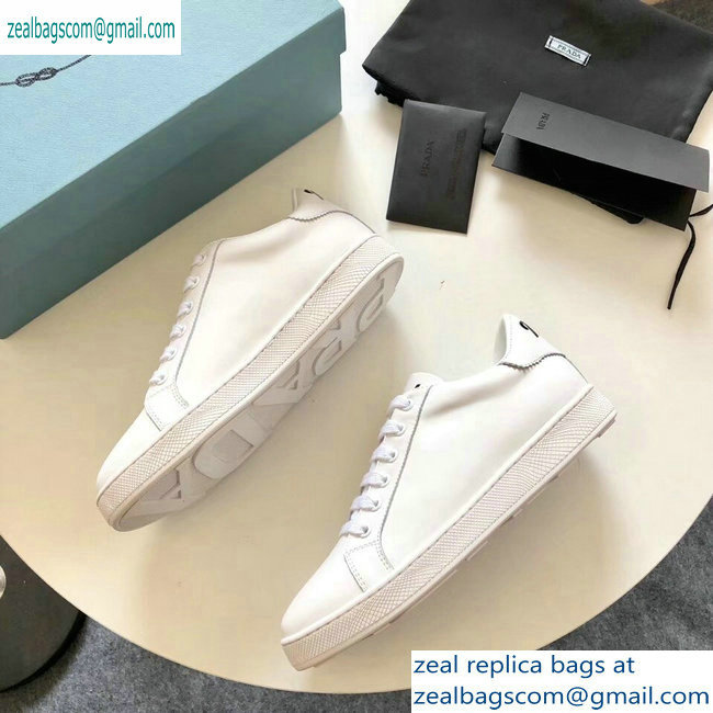 Prada Leather Sneakers White with Black Logo 2019