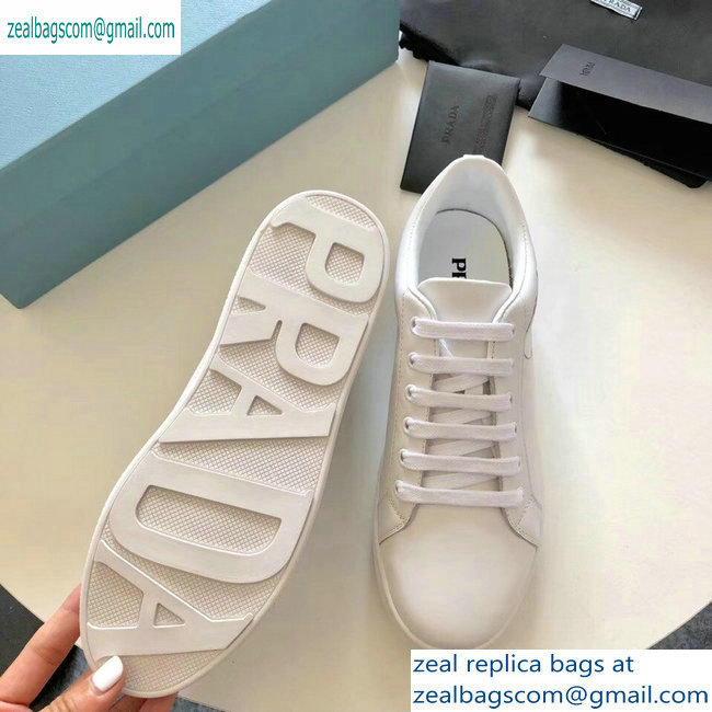 Prada Leather Sneakers White with Black Logo Milanno 2019 - Click Image to Close