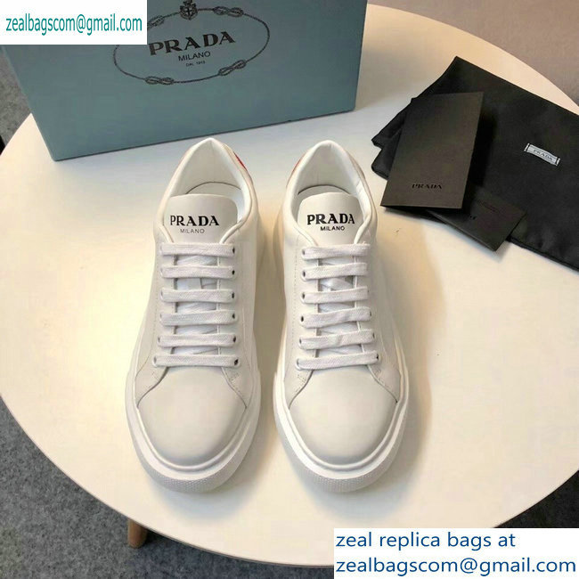 Prada Leather Sneakers White with Red Heart 2019 - Click Image to Close