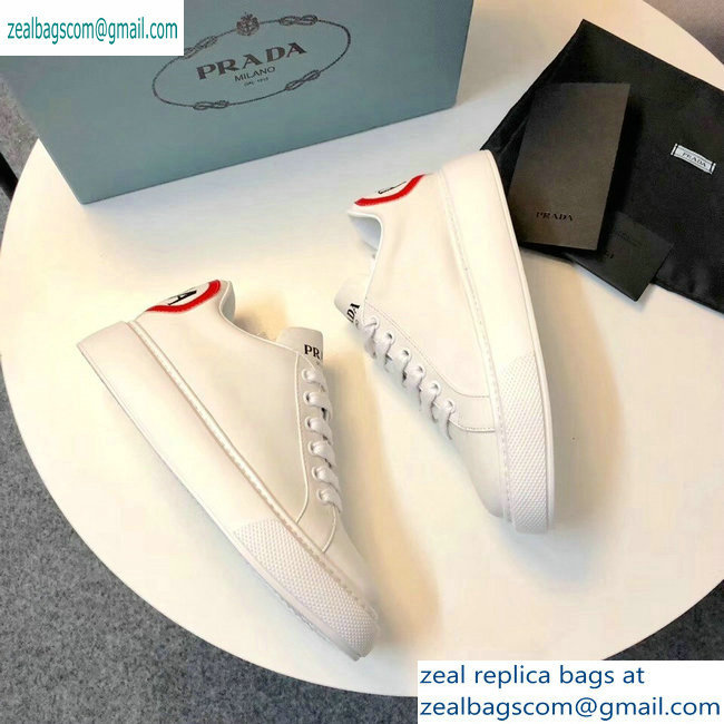 Prada Leather Sneakers White with Red Heart 2019 - Click Image to Close