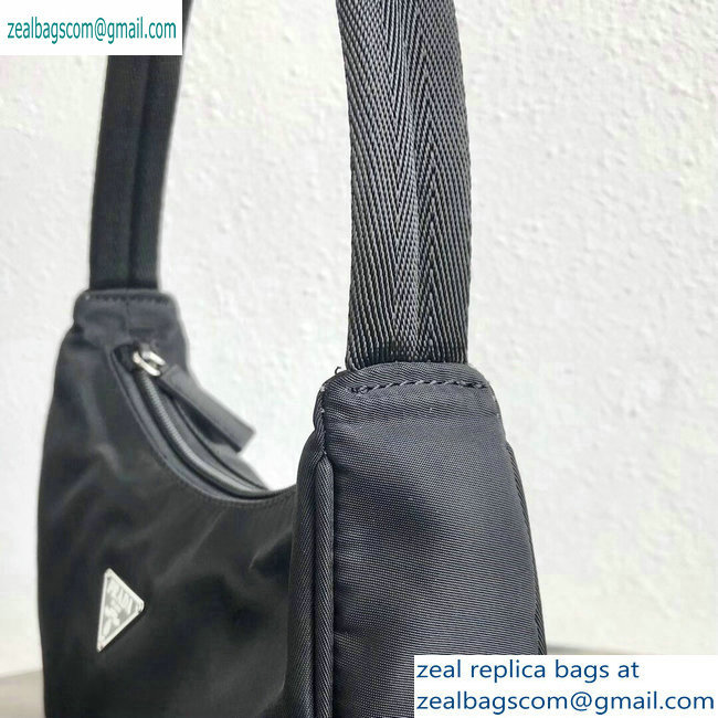 Prada Nylon Hobo Bag MV515 Black 2019 - Click Image to Close