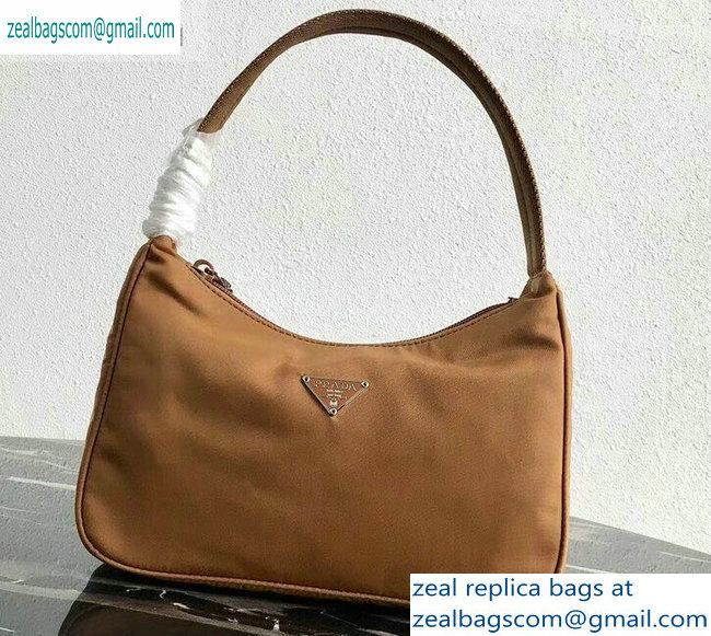 Prada Nylon Hobo Bag MV515 Brown 2019