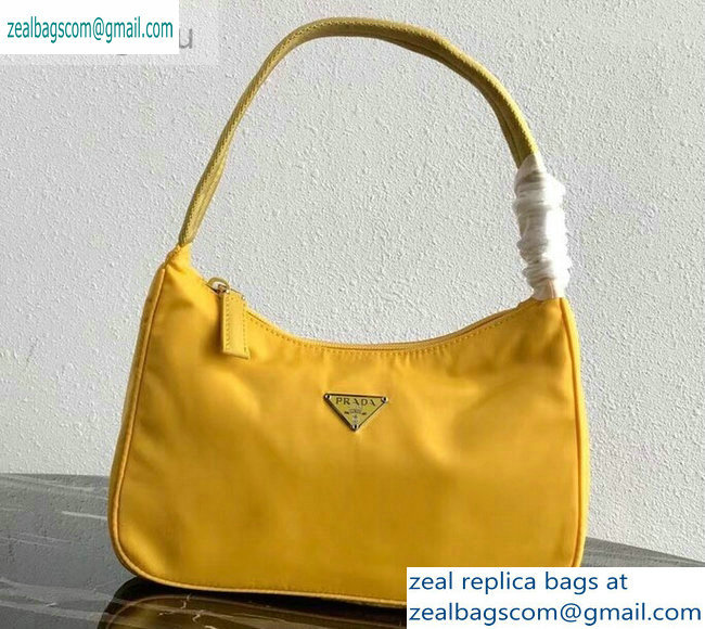 Prada Nylon Hobo Bag MV515 Yellow 2019