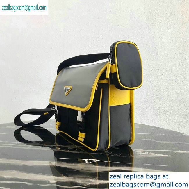 Prada Nylon Shoulder Bag 2VD769 Gray/Yellow/Black 2019