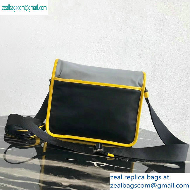 Prada Nylon Shoulder Bag 2VD769 Gray/Yellow/Black 2019 - Click Image to Close