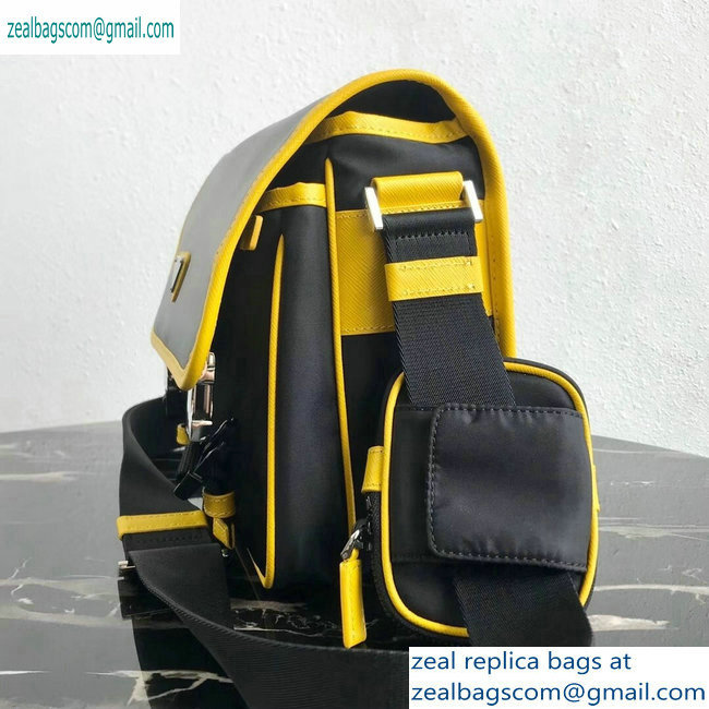 Prada Nylon Shoulder Bag 2VD769 Gray/Yellow/Black 2019 - Click Image to Close