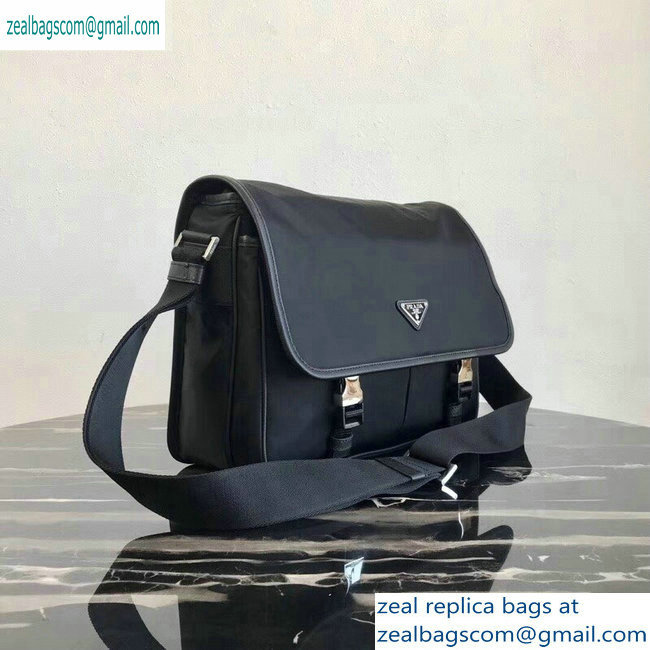 Prada Nylon and Saffiano Leather Shoulder Bag 2VD768 Black 2019