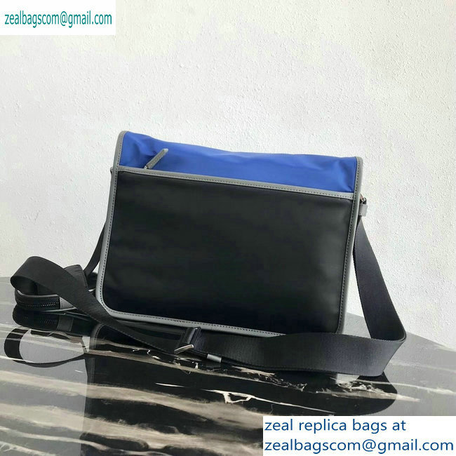 Prada Nylon and Saffiano Leather Shoulder Bag 2VD768 Blue/Black 2019