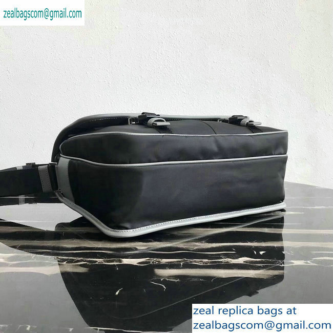 Prada Nylon and Saffiano Leather Shoulder Bag 2VD768 Blue/Black 2019