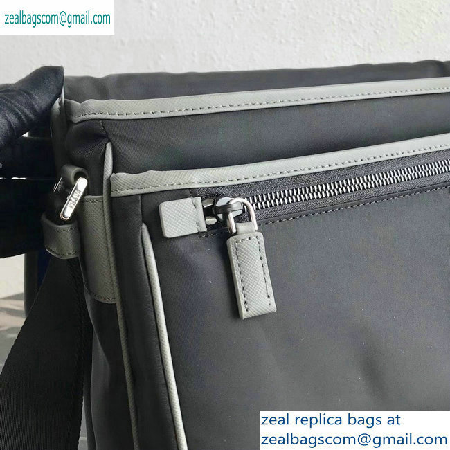 Prada Nylon and Saffiano Leather Shoulder Bag 2VD768 Blue/Black 2019