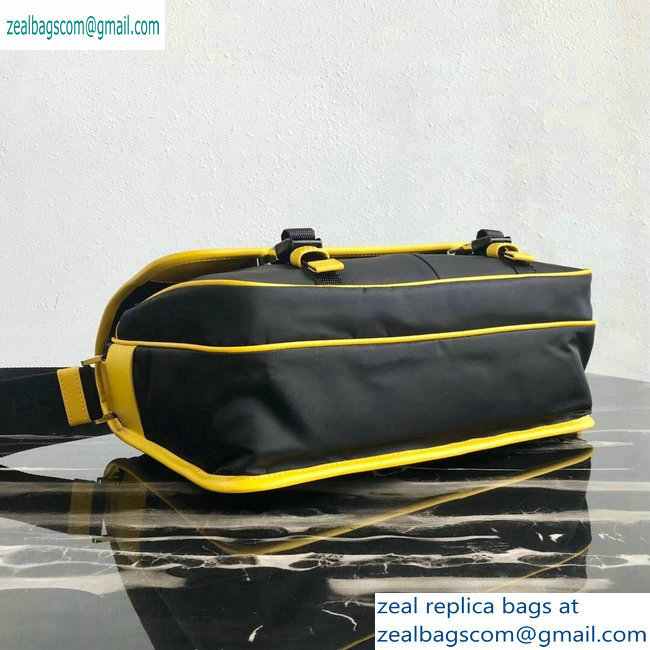 Prada Nylon and Saffiano Leather Shoulder Bag 2VD768 Gray/Yellow/Black 2019