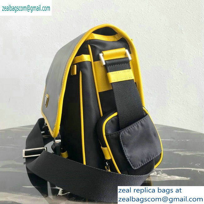 Prada Nylon and Saffiano Leather Shoulder Bag 2VD768 Gray/Yellow/Black 2019