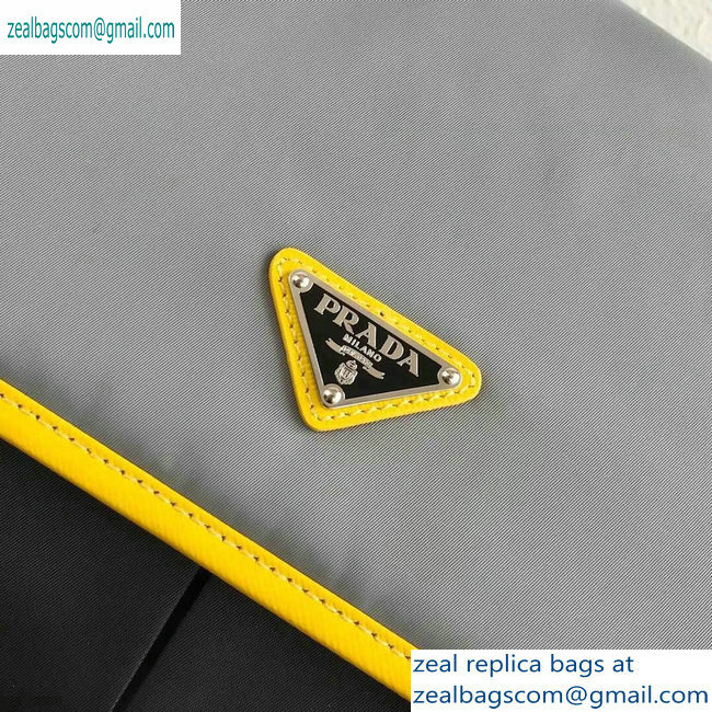 Prada Nylon and Saffiano Leather Shoulder Bag 2VD768 Gray/Yellow/Black 2019