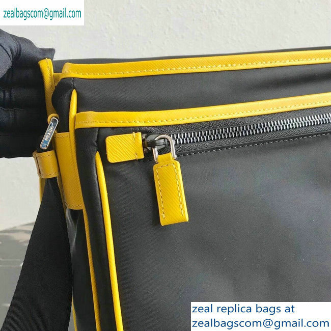 Prada Nylon and Saffiano Leather Shoulder Bag 2VD768 Gray/Yellow/Black 2019