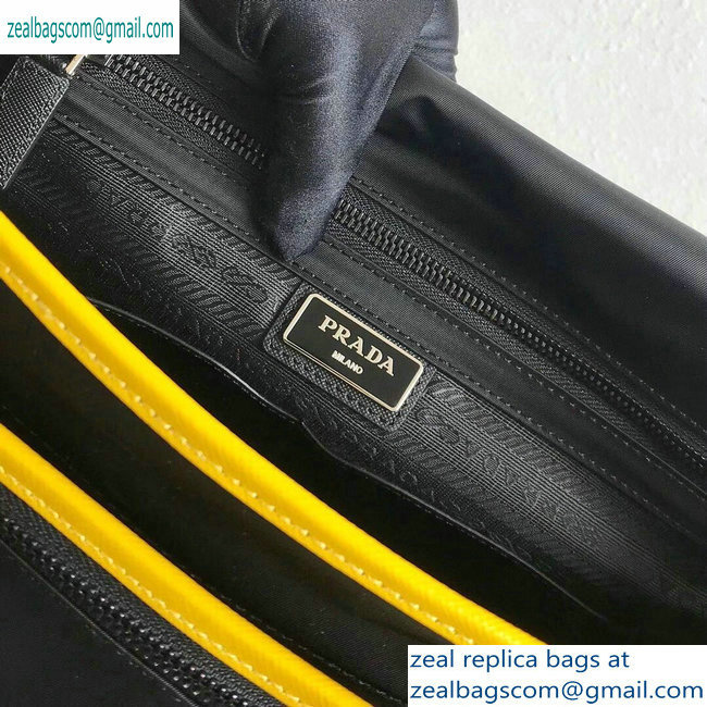 Prada Nylon and Saffiano Leather Shoulder Bag 2VD768 Gray/Yellow/Black 2019